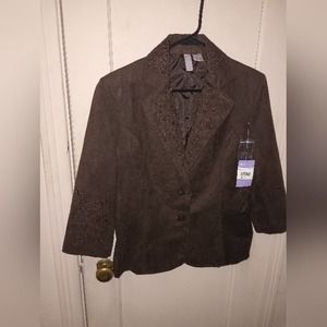 NWT Rose Haggar Blazer Velvety Brown sz M